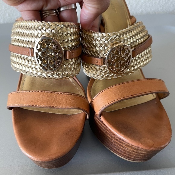 Coach Beatriz Gold Strap Platform Sandals - Picture 3 of 7
